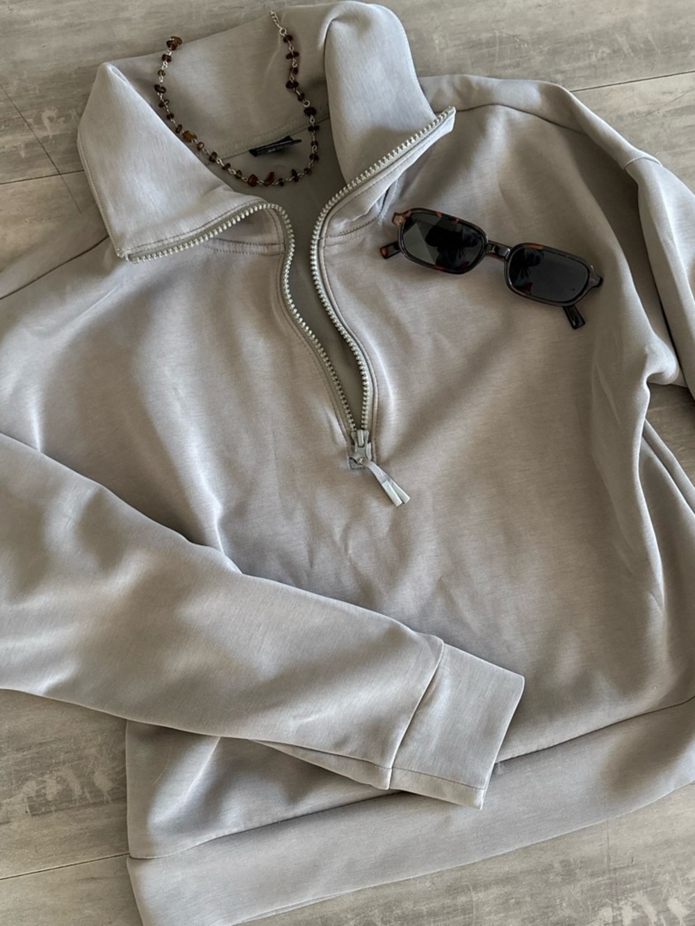 Avia Women's V-Neck Half-Zip Sweater - Greige